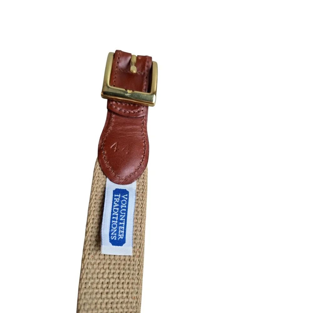 Volunteer Traditions Tennessee Tristar Ribbon Belt Orange Tan Leather Mens 44